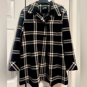 Apt 9 black white plaid pea coat XL